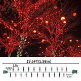 Ultra-Bright Connectable RED Christmas Light Set 100 Count 19.6Feet Incandescent Bulb Mini String Light for Indoor Outdoor Christmas Tree Garland Wedding Garden Holiday Party Festival Decor