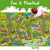 Kids Carpet Playmat City Life 3D Playroom Rug | 30 x 60 Inch Extra Large Toddler Activity Mat for Race Cars & Toys | Playroom Rug Makes a Fun Educational Gift Idea for Boys & Girls (Green)