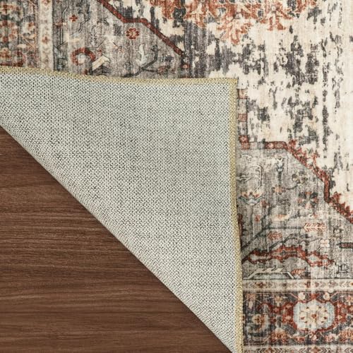Square Rugs10x10 for Living Room Bedroom - Soft Large Washable Rugs for Playroom Dining Room with Non Slip Backing Indoor Low Pile Floor Carpet 10X10 Brick