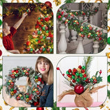 Syhood 12 Set 7.9 Inch Christmas Ball Picks and Sprays Shatterproof Xmas Red Green Gold Ball Ornaments on Wired Picks for Christmas Tree Vase Wreath Stairs Garland Decoration Supplies