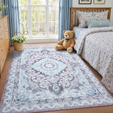 Washable Vintage Area Rug for Living Room, 5x7 Rugs Blue & Brown