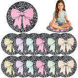 12 Pcs Bow Carpet Circle Seats for Classroom Decorations 16 Inch Non-Slip Composition Notebook Classroom Carpet Rug Soft Floor Cushions Pastel Small Floor Mat for Preschool Daycare Reading Corner