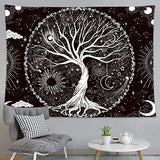 Wonrizon Tree of Life Tapestry,Black and White Galaxy Space Tapestries Aesthetic Psychedelic Wall Hanging decor for Living Room Bedroom (51.2" x 59.1")