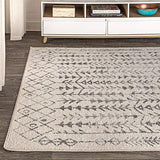 JONATHAN Y Ziri Moroccan Geometric Cream/Gray Indoor Area Rug, 4x6, Bohemian, Scandinavian, Easy-Cleaning for Living Room, Bedroom, Kitchen, Pet Friendly, Non-Shedding (MOH210A-4)