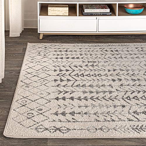 JONATHAN Y Ziri Moroccan Geometric Cream/Gray Indoor Area Rug, 3x5, Bohemian, Scandinavian, Easy-Cleaning for Living Room, Bedroom, Kitchen, Pet Friendly, Non-Shedding (MOH210A-3)