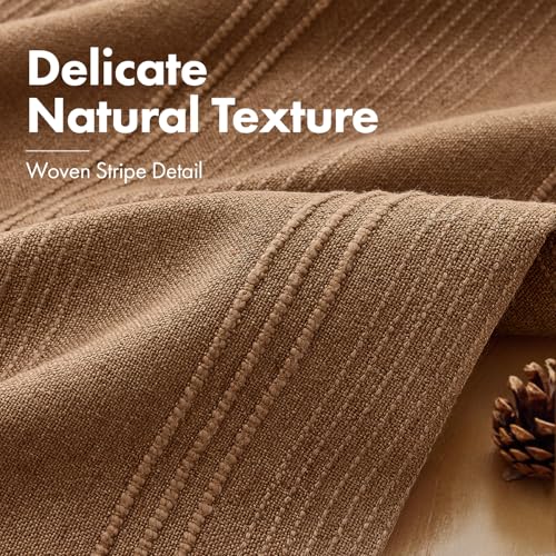 MIULEE Fall Striped Euro Sham Pillow Covers 26x26 Inch Sugar Brown 2 Pack