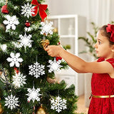 MIAHART 40 Pack Christmas White Snowflake Ornaments 4 Inch White Plastic Glitter Snowflake Ornaments for Christmas Tree Decorations Winter Wedding Xmas Party Supplies