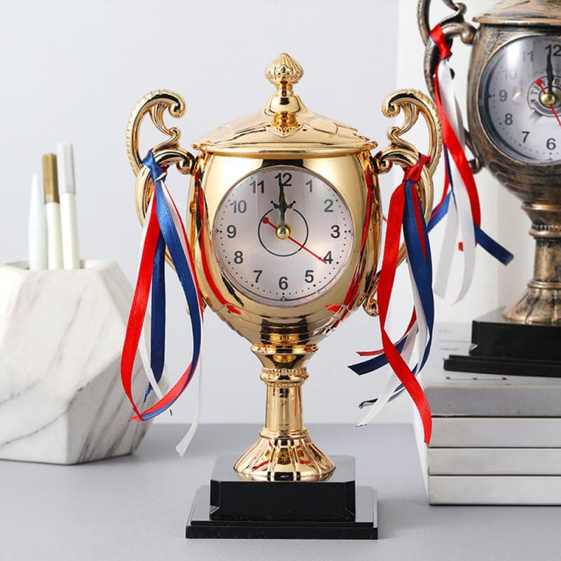 ARTIBETTER Kids Trophy Style Desktop Clock 8.26X5.90X3.54In Analog Alarm Tabletop Clock for Bedroom Student Desk Decor and Wake up Timer