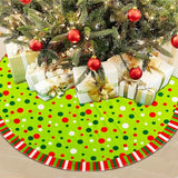 Christmas Tree Skirt 48 Inches, Velvet Stripes Trimmed Tree Skirt with Red Green White Polka Dots Design for Holiday Party Decor