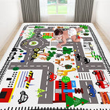 5x7ft Kids Town Road Play Rug - Car Playmat, Kids Rugs for Playroom Car Mat Town City Road Traffic Rugs, Extra Large Boys Kid Cars Track Play Rug (Style Five, 78.7X 59 INCH)