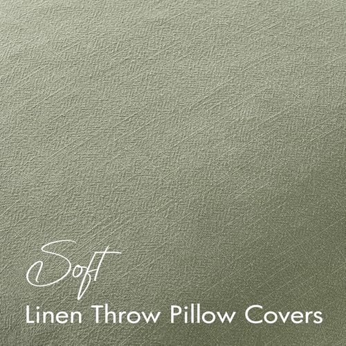 EMEMA Decorative Linen Throw Pillow Covers 20x20 Inch Grass Green