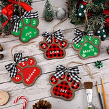 10 Pcs Dog Paw Christmas Ornament Pet Wooden Dog Paw Print Cutout Unfinished Cutouts for DIY Craft Christmas Embellishments Decor, 4 x 4 Inch(Black and White)