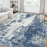 5x7 Area Rugs for Living Room Large Washable Abstract Blue Carpets
