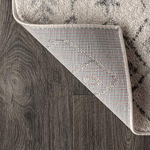 JONATHAN Y Ziri Moroccan Geometric Cream/Gray Runner Rug, 2x8, Bohemian, Scandinavian, Easy-Cleaning for Living Room, Bedroom, Kitchen, Pet Friendly, Non-Shedding (MOH210A-28)