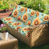 SmoothNovelty 8 Pcs Stretch Patio Cushion Covers Outdoor Couch Cushions Slipcovers Replacement Washable Furniture Protector with Elastic Bottom Reusable Furniture Protector, Sunflower Printed