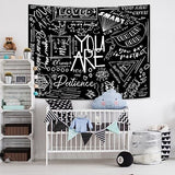 Fungarth Quote You Are Tapestry Classroom Positive Kids Tapestries Wall Hanging Inspirational Motivational Elementary Black and White Aesthetic Tapestry for Bedroom Living Room Dorm (Black, 48" x 36")