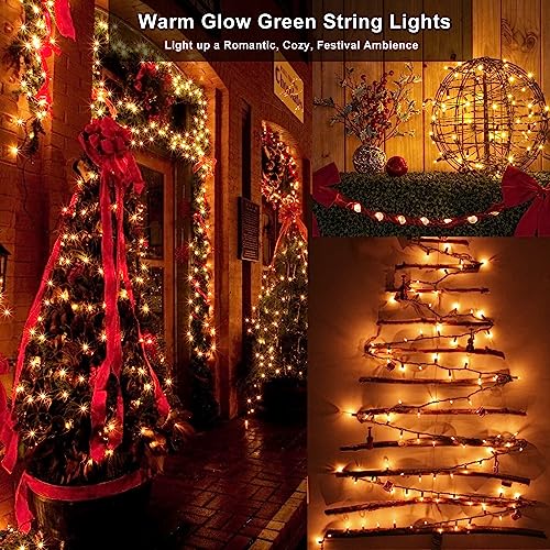 BrizLabs Clear Christmas Lights Outdoor 300 Count 69.6ft Incandescent Christmas Lights Connectable Warm White Light String UL Certified Xmas Mini Light Green Wire for Indoor Tree Holiday Party Decor