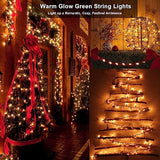 BrizLabs Clear Christmas Lights Outdoor 300 Count 69.6ft Incandescent Christmas Lights Connectable Warm White Light String UL Certified Xmas Mini Light Green Wire for Indoor Tree Holiday Party Decor