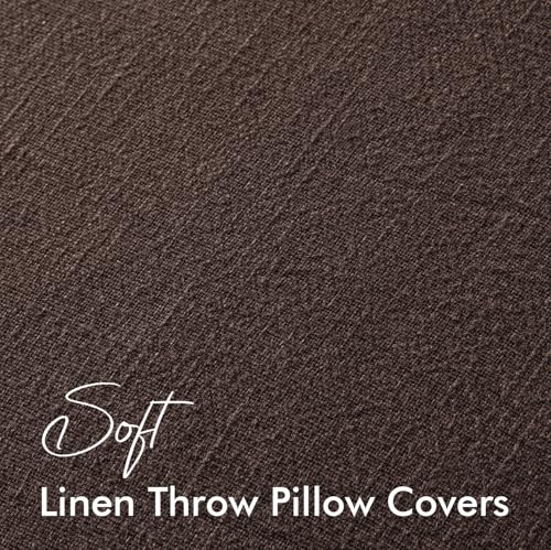 EMEMA Decorative Linen Throw Pillow Covers 20x20 Inch Dark Brown