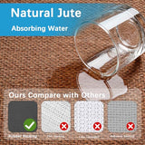 20ft Natural Jute Hallway Runner Rug Non Slip Washable, Rubber Backed Long Khaki Indoor Entryway Runner, Absorbent Kitchen Carpet Sink Rug