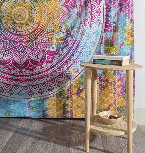 Popular Handicrafts Tapestry Wall Hanging Hippie Mandala Bohemian Hippy Medallion Psychedelic Ombre Design Indian Tapestries Bedspread 53 x 80 Iches (134cm x 203cm) Multicolor Tie Dye