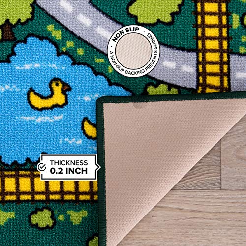 Rugshop Kids Educational Learning City Life Road Non Skid (Non Slip) Area Rug 3'3" x 4'7" Green