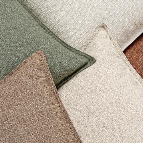 MIULEE Euro Sham Pillow Covers for Bed 26x26, 2 Pack Natural Linen Thick & Textured Decorative Throw Pillow Covers, Neutral Cushion Cases, Modern Farmhouse Home Decor, No Filling