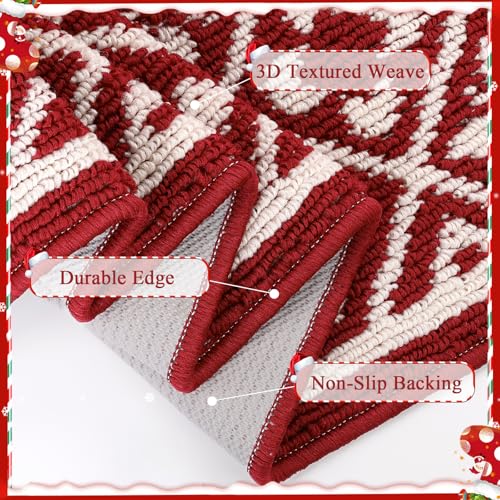 Christmas Hallway Runner Rug Washable Red Xmas Kitchen Mat 2x6 ft