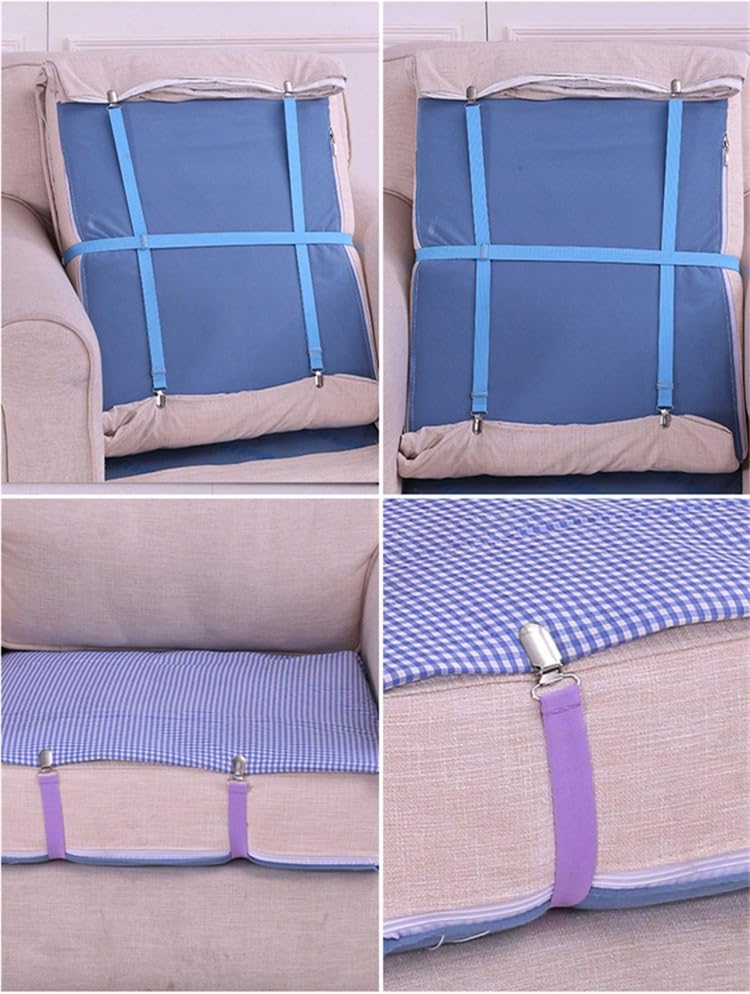 Yoovat Couch Cushion Covers Holder Straps Sofa Couch Covers Sofa Slipcover Holder Clips 10 to 60in(25-160cm) Adjustable Elastic Straps for Sofa Covers Cushion (4 Pcs Black)