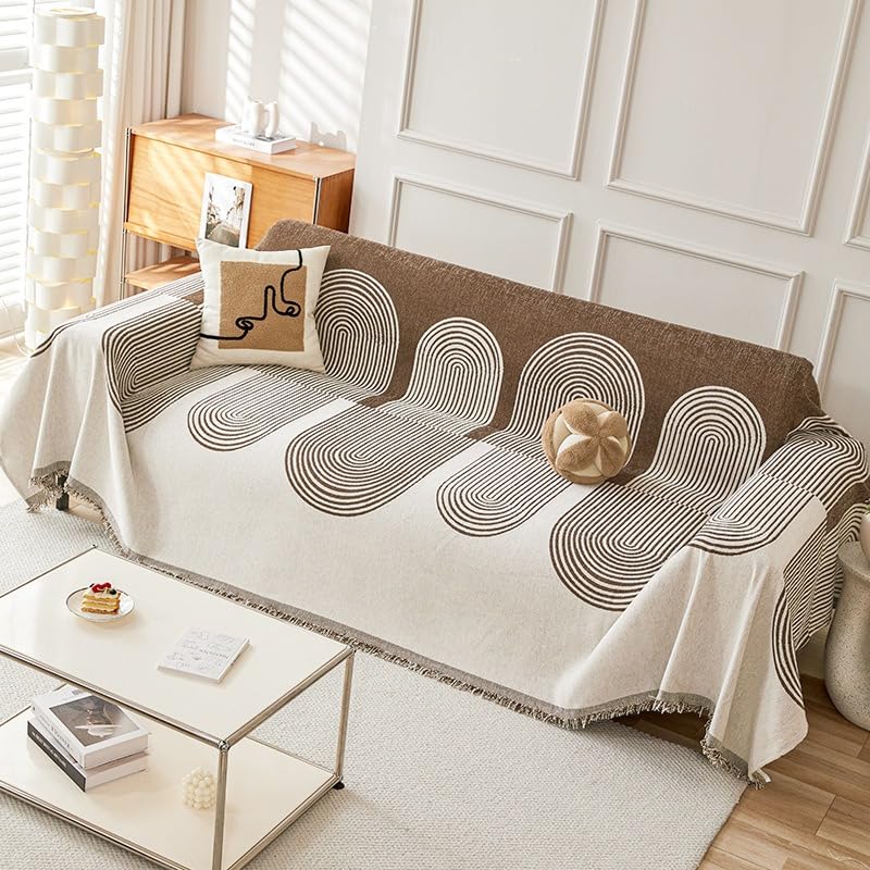 Bohemian Style Sofa Cover Chenille Anti-cat Scratching Four Seasons Universal Sofa Cover (Dark Brown, 70 * 51IN)