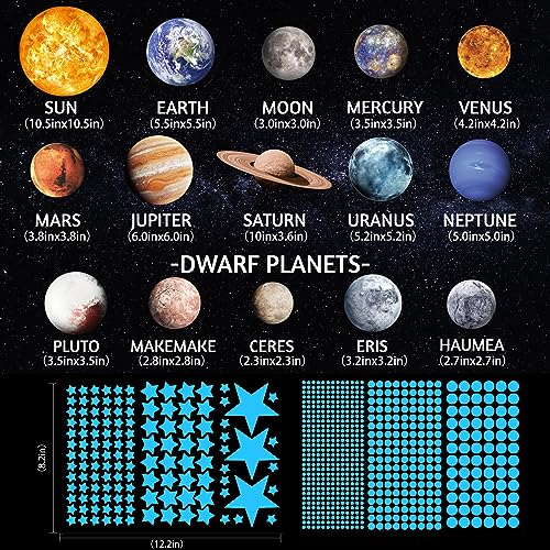 Solar System Wall Decals Glow in The Dark Stars 780 PCS, Glowing Planets Stickers for Ceiling, Nursery Wall Stickers for Bedroom, Kids Room Decorations (Blue)