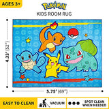 Pokémon Kids Room Blue Non Slip Area Rug, 69 in x 52 in, (Officially Licensed Product) by Franco