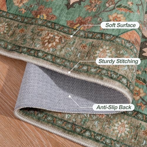 Tangsoo 5x7 Washable Area Rugs for Living Room, Vintage Indoor Non Slip Rug