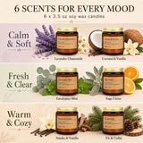 6-Pack Scented Candles for Home, 3.5 Oz Soy Wax Aromatherapy Candle Gift Set, Lavender Chamomile, Eucalyptus Mint & Vanilla, Birthday Gifts for Women, Thank You Graduation Gifts
