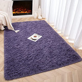 Foxmas Soft Fluffy Area Rugs for Bedroom Kids Room Plush Shaggy Nursery Rug Furry Throw Carpets for Boys Girls, College Dorm Fuzzy Rugs Living Room Home Decorate Rug, 3ft x 5ft, Grey Purple