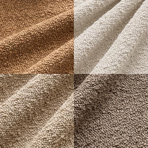 MIULEE Pack of 4 Decorative Textured Boucle Throw Pillow Covers 18x18 Inch Neutral Brown Accent Solid Pillow Cases Couch Cushion Covers for Modern Farmhouse Boho Chair Sofa Bed Room Home Decor