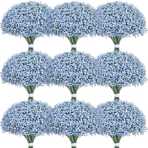 Yastouay Babys Breath Artificial Flowers, 30 Pcs Blue Baby Breath Flowers Artificial Bulk, Real Touch Fake Babys Breath Gypsophila for Wedding Party Bouquet Floral Arrangement Home Decor