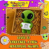 13th Birthday Decorations for Boys Handmade Crochet Alien Figure Teen Card | 13 Years Old Gift for Son, Daughter, Friend, or Grandchild