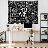 Fungarth Quote You Are Tapestry Classroom Positive Kids Tapestries Wall Hanging Inspirational Motivational Elementary Black and White Aesthetic Tapestry for Bedroom Living Room Dorm (Black, 48" x 36")