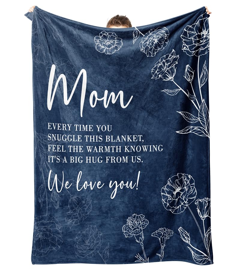 GiltGlimmer Gifts for Mom, Mom Birthday Gifts Blanket, Moms Gift for Women from Daughter Son, We Love You Present for Mother Mommy Christmas Mothers Day 80" x 60", Blue