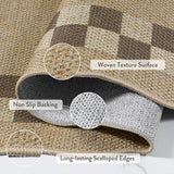LIVEBOX Scalloped Easy Jute 2x3 Kitchen Rugs, Checkered Indoor Outdoor Rug Doormat, Front Door Mat Entryway Rug Washable Non Slip, Small Outdoor Mats Neutral Carpet for Porch Bathroom Doorway Entrance