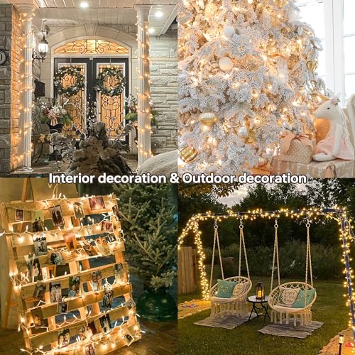 100 Count Clear Christmas Lights White Wire,23Feet Incandescent Clear Mini Lights, Connectable Indoor Outdoor Christmas Tree String Lights, Birthday, Holiday, Party, Wedding, Xmas,Warm White