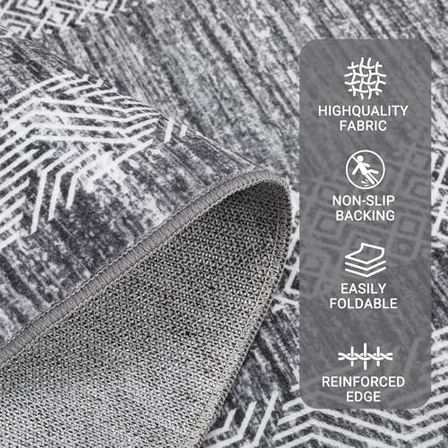 GarveeHome Modern Geometric Area Rug 4x6 Distressed Washable Bedroom Mat