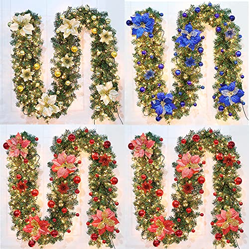 MASHANG Christmas Lights - Battery Operated String Lights 50 LED Xms Mini Lights 8 Modes Green Wire Mini Light Set with Timer for Xmas Tree Wreath Party Indoor Outdoor Decor, Waterproof, Warm White