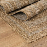Beverly Rug Easy Jute Framed Border Rug 10x14 Washable Large Indoor Outdoor Area Rugs for Living Dining Room Patio Office Stain Resistant Non Shedding Casual Indoor Outside Carpet 10 x 14 Natural