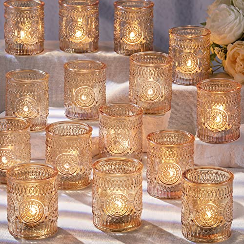 Gold Votive Candle Holders Set of 36- Glass Candle Holders Bulk
