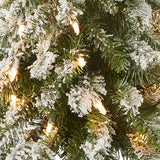 National Tree Company 3 ft Pre-Lit Flocked Downswept Forestree Mini Artificial Christmas Tree,50 Clear Lights, 198 Tips, Metal Plate Base, Green