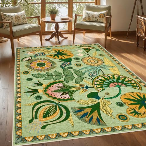 Joydeco Egypt Floral Washable 3x5 Rugs for Entryway Bedroom Hallway Kitchen