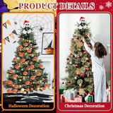 Tree Topper Decorations for Halloween and Christmas, Cute Plush Jack Huggers with Santa Hat, Poseable Handmade Tree Topper Party Decor