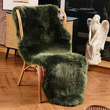 LLB Genuine Sheepskin Area Rug Fur Carpet Fluffy Shaggy Fur Rug for Living Room Kids Bedroom Real Sheepskin Throw Lambskin Aesthetic Rugs Sofa Mat Chair Seat Covers (Dark Green, 2 x 6 ft Sheepskin)